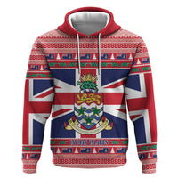 Cayman Islands Christmas Zip Hoodie Coat Of Arms - Flag Style - Wonder Print Shop