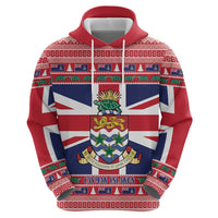 Cayman Islands Christmas Zip Hoodie Coat Of Arms - Flag Style - Wonder Print Shop
