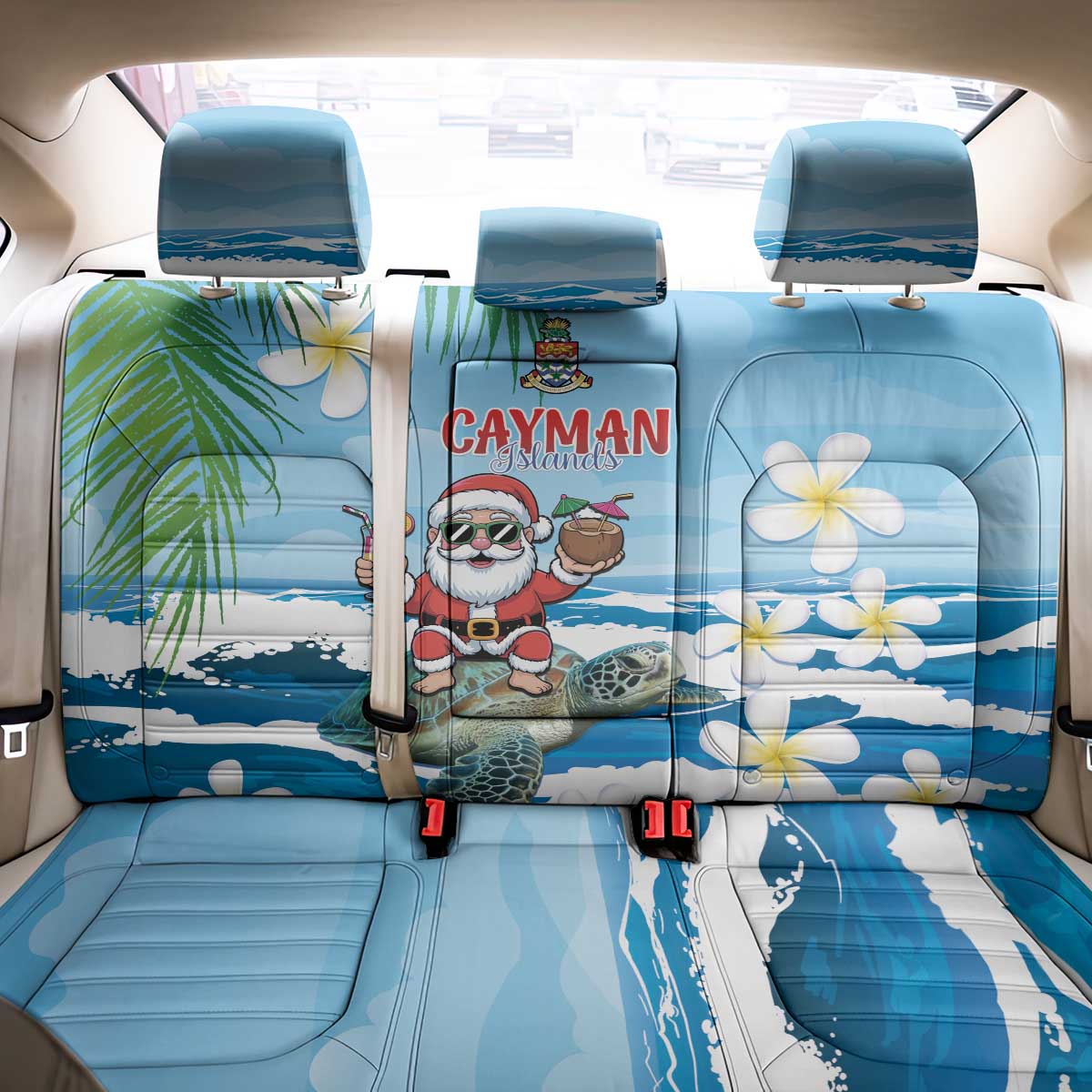 Cayman Islands Christmas Back Car Seat Cover Merry Xmas - Wonder Print Shop