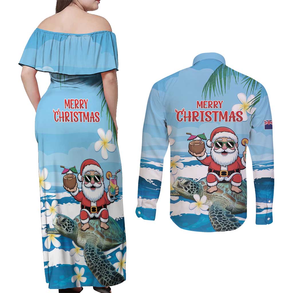 Cayman Islands Christmas Couples Matching Off Shoulder Maxi Dress and Long Sleeve Button Shirt Merry Xmas - Wonder Print Shop