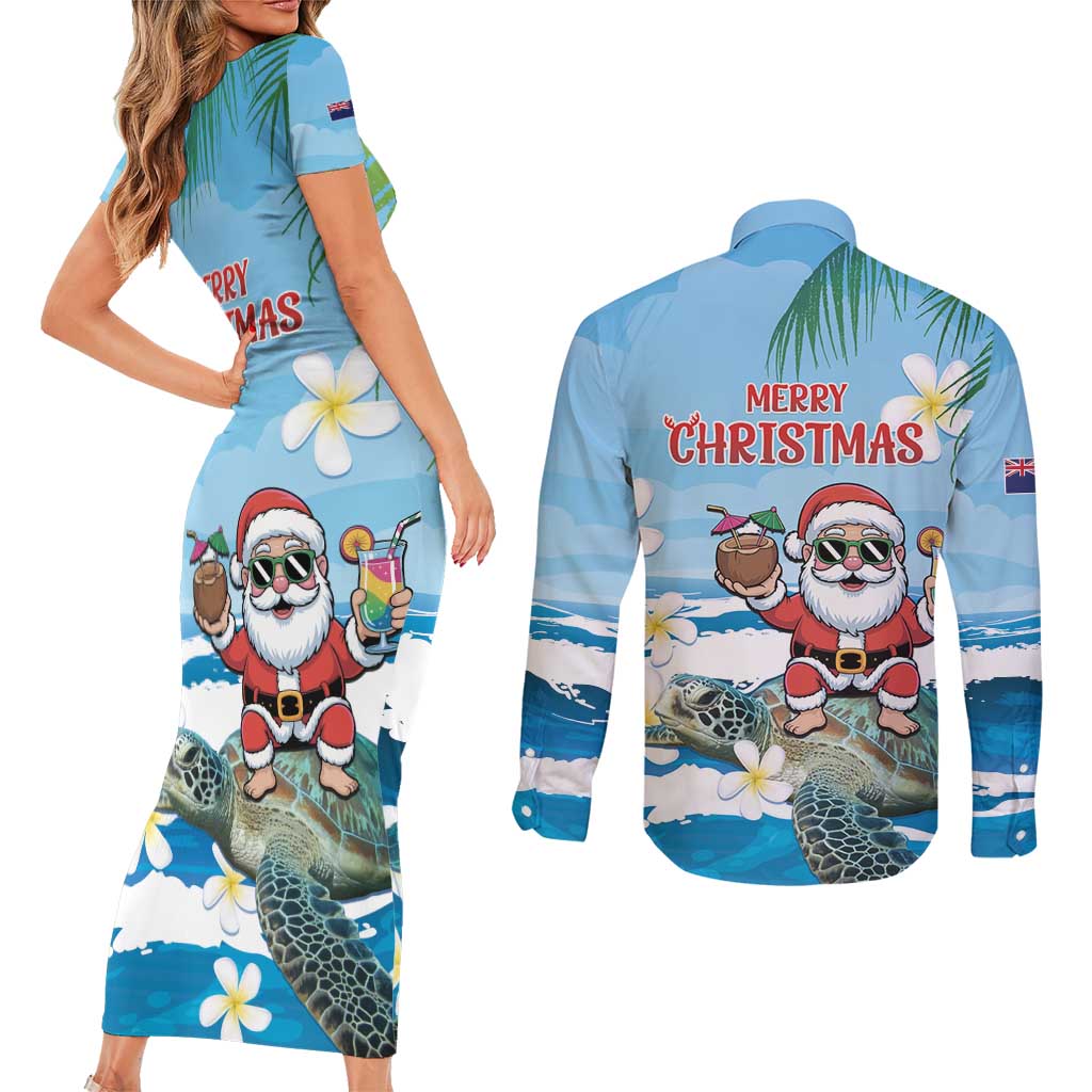Cayman Islands Christmas Couples Matching Short Sleeve Bodycon Dress and Long Sleeve Button Shirt Merry Xmas - Wonder Print Shop
