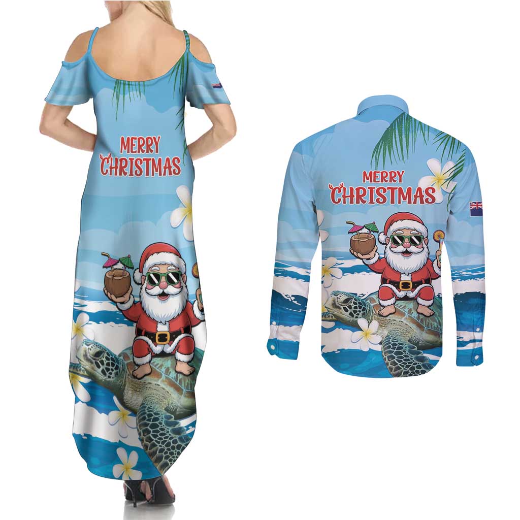 Cayman Islands Christmas Couples Matching Summer Maxi Dress and Long Sleeve Button Shirt Merry Xmas - Wonder Print Shop