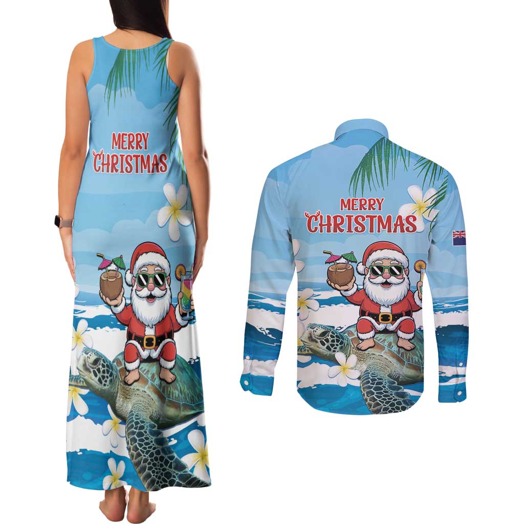 Cayman Islands Christmas Couples Matching Tank Maxi Dress and Long Sleeve Button Shirt Merry Xmas - Wonder Print Shop