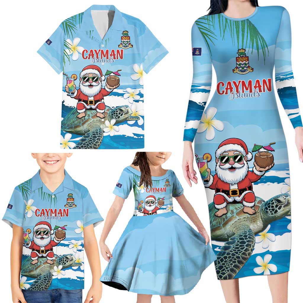 Cayman Islands Christmas Family Matching Long Sleeve Bodycon Dress and Hawaiian Shirt Merry Xmas - Wonder Print Shop