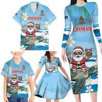 Cayman Islands Christmas Family Matching Long Sleeve Bodycon Dress and Hawaiian Shirt Merry Xmas - Wonder Print Shop