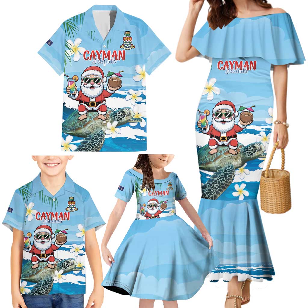 Cayman Islands Christmas Family Matching Mermaid Dress and Hawaiian Shirt Merry Xmas - Wonder Print Shop