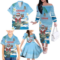 Cayman Islands Christmas Family Matching Off The Shoulder Long Sleeve Dress and Hawaiian Shirt Merry Xmas - Wonder Print Shop