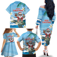 Cayman Islands Christmas Family Matching Off The Shoulder Long Sleeve Dress and Hawaiian Shirt Merry Xmas - Wonder Print Shop