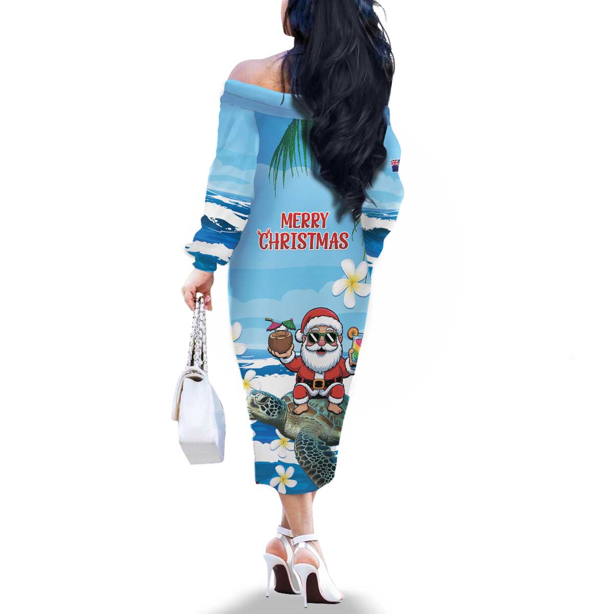 Cayman Islands Christmas Family Matching Off The Shoulder Long Sleeve Dress and Hawaiian Shirt Merry Xmas - Wonder Print Shop