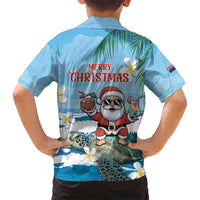 Cayman Islands Christmas Family Matching Off Shoulder Maxi Dress and Hawaiian Shirt Merry Xmas - Wonder Print Shop