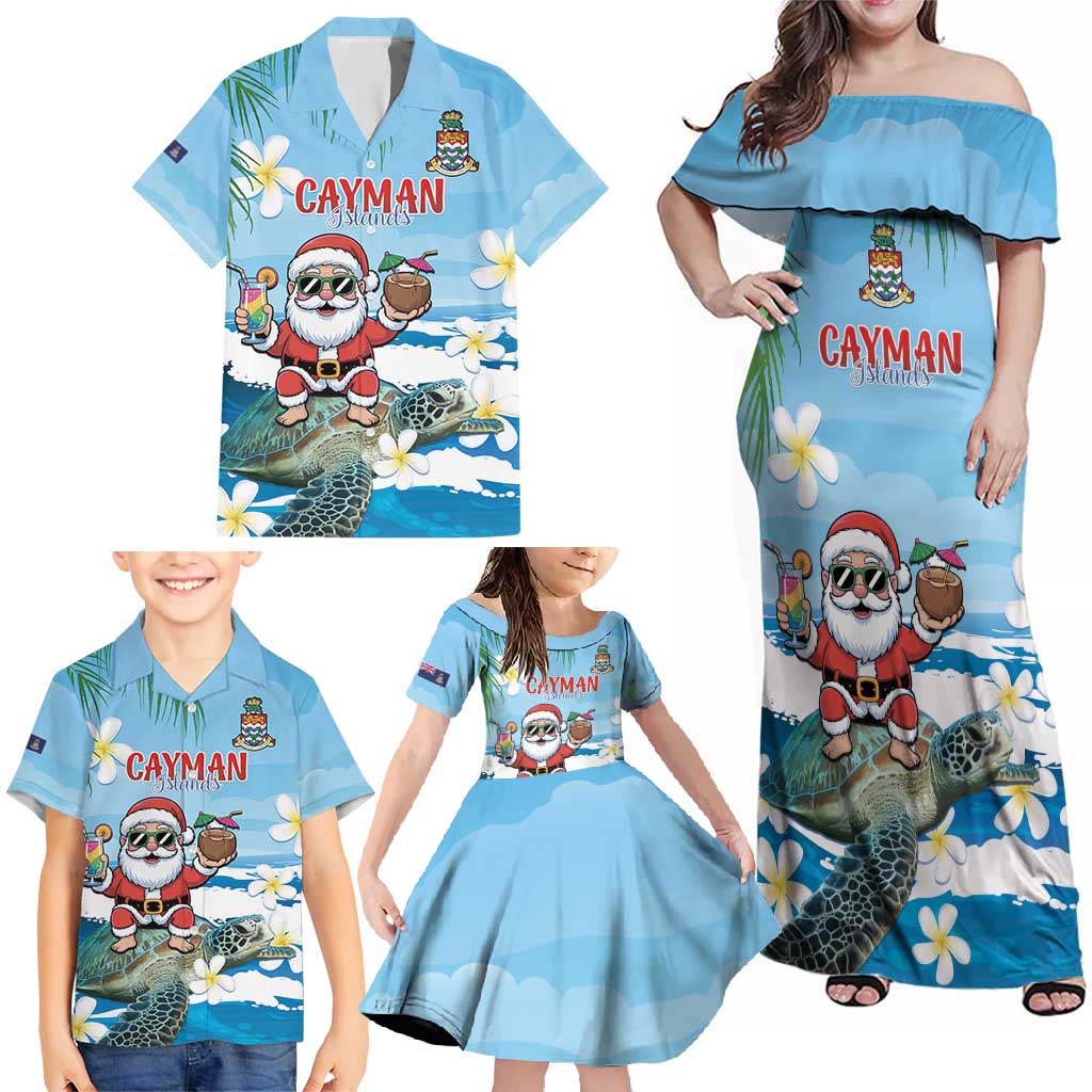 Cayman Islands Christmas Family Matching Off Shoulder Maxi Dress and Hawaiian Shirt Merry Xmas - Wonder Print Shop