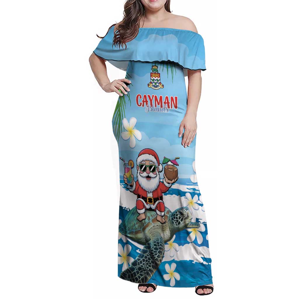 Cayman Islands Christmas Family Matching Off Shoulder Maxi Dress and Hawaiian Shirt Merry Xmas - Wonder Print Shop