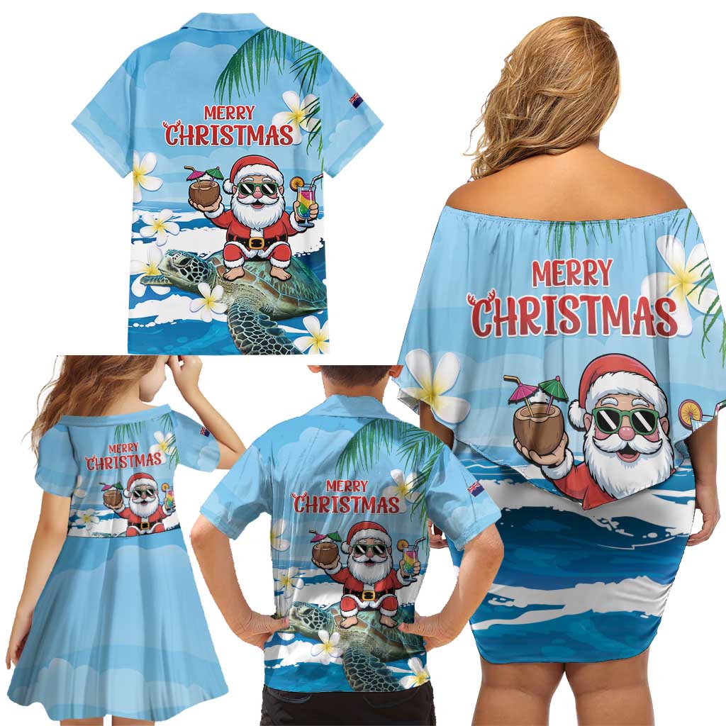 Cayman Islands Christmas Family Matching Off Shoulder Short Dress and Hawaiian Shirt Merry Xmas - Wonder Print Shop