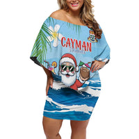 Cayman Islands Christmas Family Matching Off Shoulder Short Dress and Hawaiian Shirt Merry Xmas - Wonder Print Shop