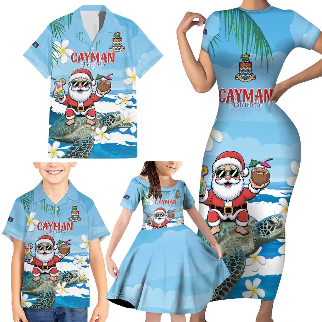 Cayman Islands Christmas Family Matching Short Sleeve Bodycon Dress and Hawaiian Shirt Merry Xmas - Wonder Print Shop