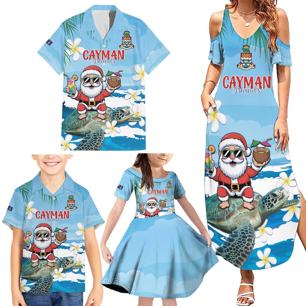 Cayman Islands Christmas Family Matching Summer Maxi Dress and Hawaiian Shirt Merry Xmas - Wonder Print Shop