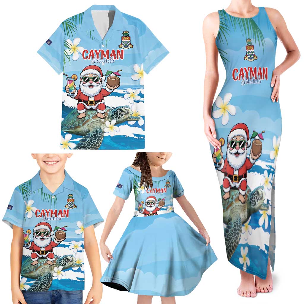Cayman Islands Christmas Family Matching Tank Maxi Dress and Hawaiian Shirt Merry Xmas - Wonder Print Shop