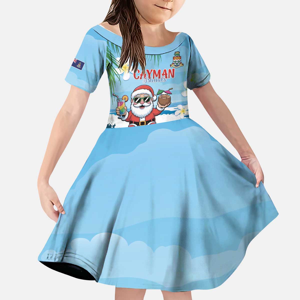 Cayman Islands Christmas Kid Short Sleeve Dress Merry Xmas - Wonder Print Shop