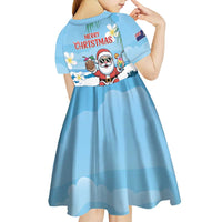 Cayman Islands Christmas Kid Short Sleeve Dress Merry Xmas - Wonder Print Shop