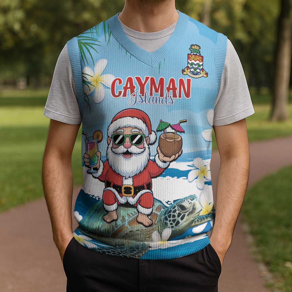 Cayman Islands Christmas Knitted V-Neck Vest Merry Xmas - Wonder Print Shop