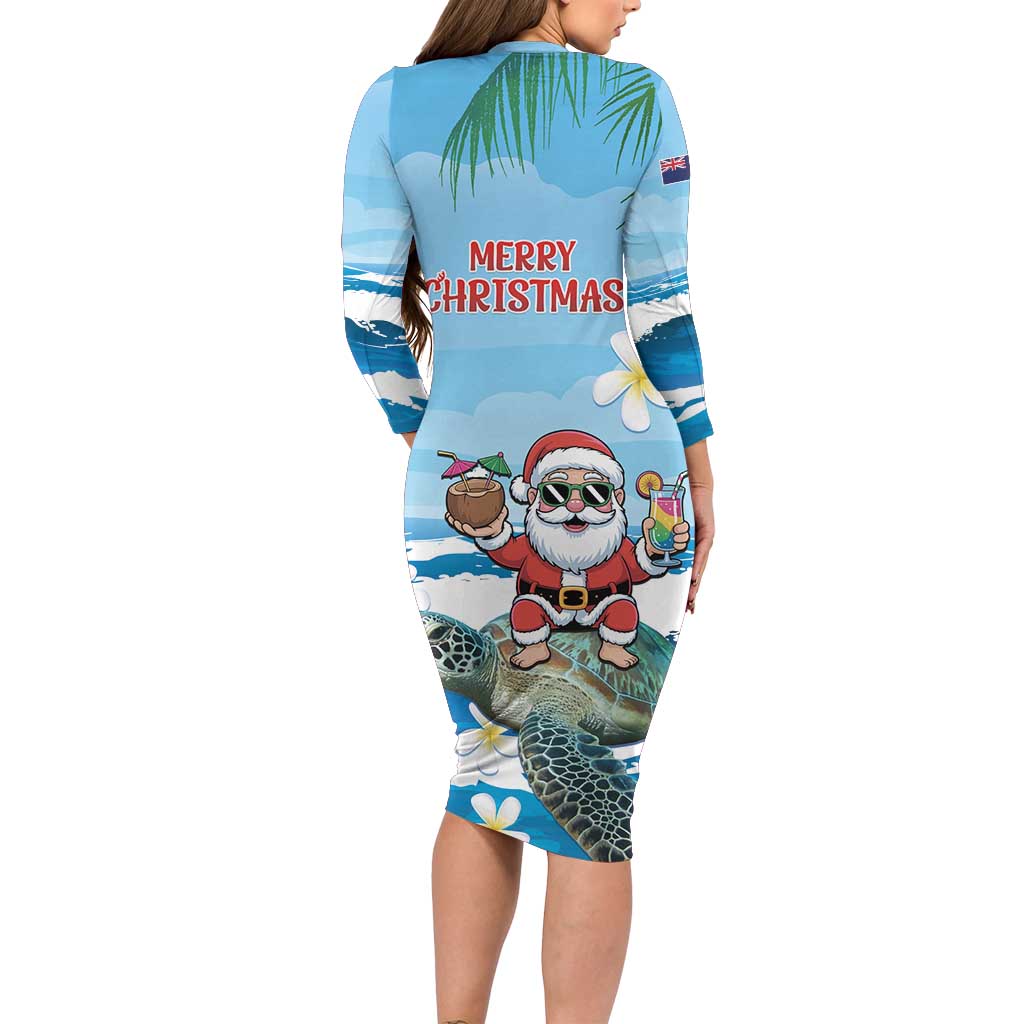 Cayman Islands Christmas Long Sleeve Bodycon Dress Merry Xmas - Wonder Print Shop