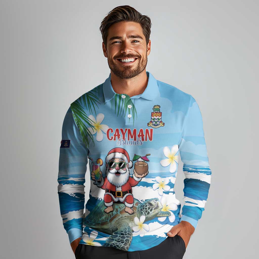 Cayman Islands Christmas Long Sleeve Polo Shirt Merry Xmas - Wonder Print Shop