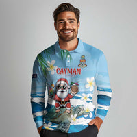 Cayman Islands Christmas Long Sleeve Polo Shirt Merry Xmas - Wonder Print Shop