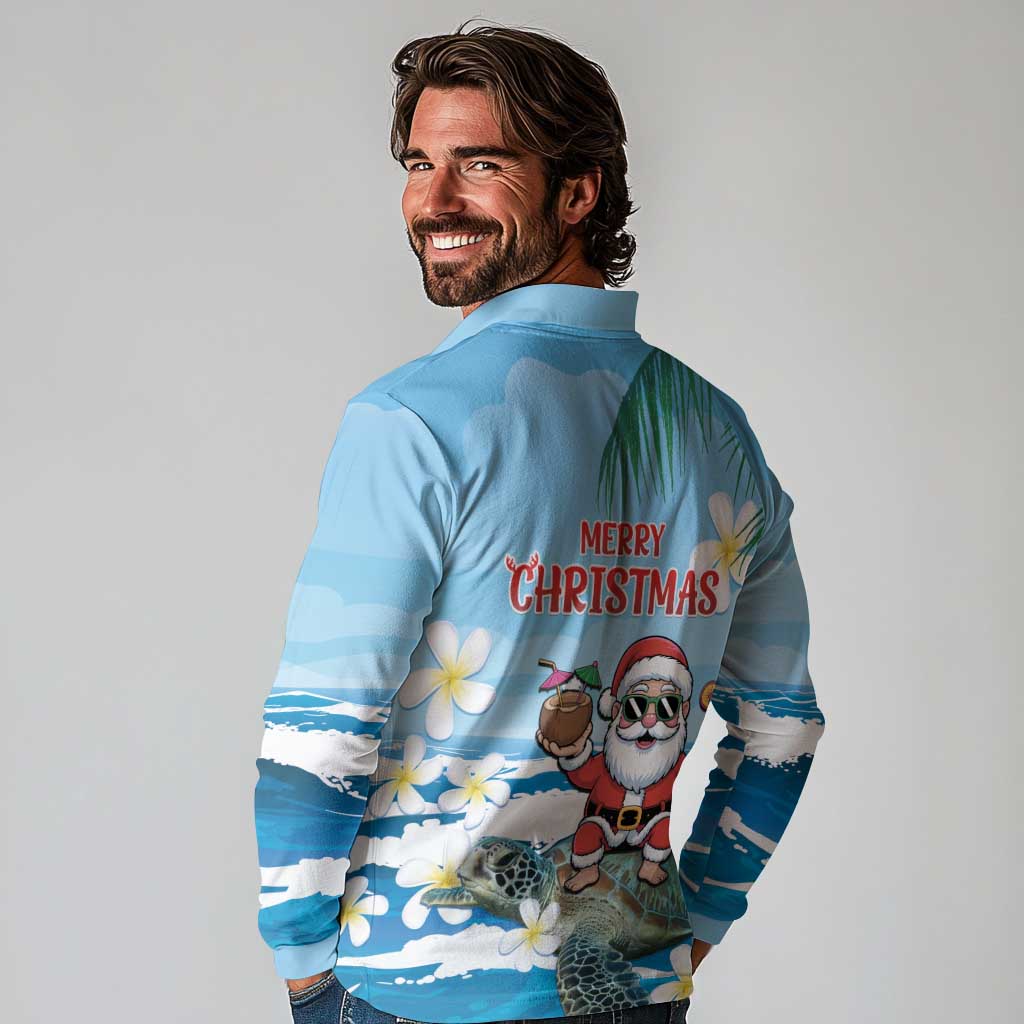 Cayman Islands Christmas Long Sleeve Polo Shirt Merry Xmas - Wonder Print Shop