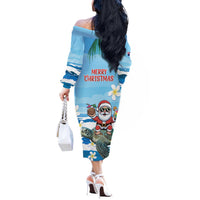 Cayman Islands Christmas Off The Shoulder Long Sleeve Dress Merry Xmas - Wonder Print Shop