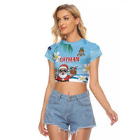 Cayman Islands Christmas Raglan Cropped T Shirt Merry Xmas - Wonder Print Shop