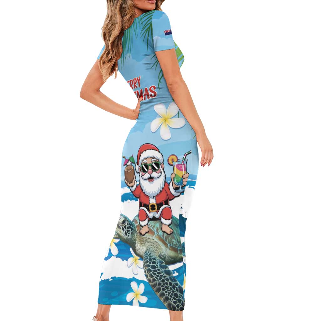 Cayman Islands Christmas Short Sleeve Bodycon Dress Merry Xmas - Wonder Print Shop