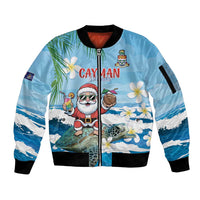 Cayman Islands Christmas Sleeve Zip Bomber Jacket Merry Xmas - Wonder Print Shop