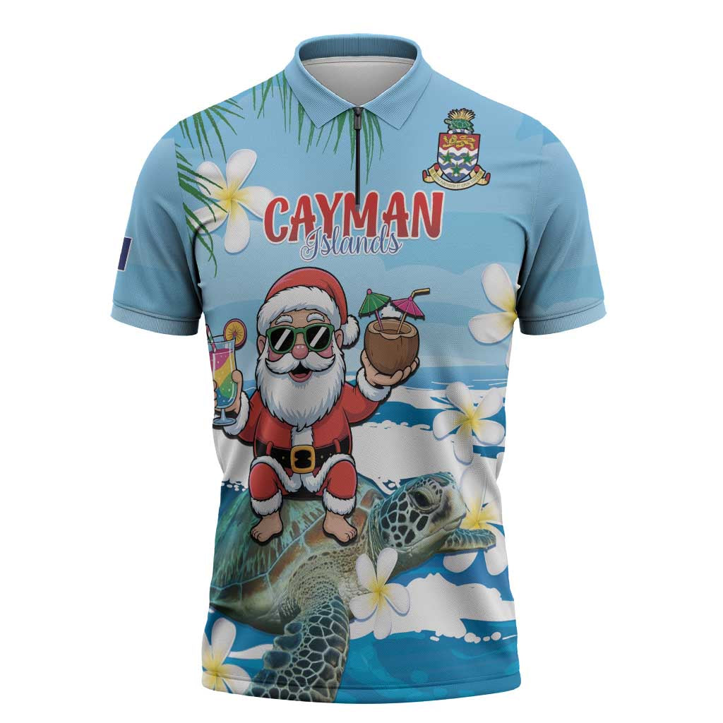 Cayman Islands Christmas Zipper Polo Shirt Merry Xmas - Wonder Print Shop