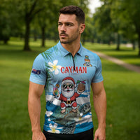 Cayman Islands Christmas Zipper Polo Shirt Merry Xmas - Wonder Print Shop