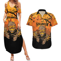 Personalized Halloween Egypt Mummy Couples Matching Summer Maxi Dress and Hawaiian Shirt Trick or Treat - Wonder Print Shop
