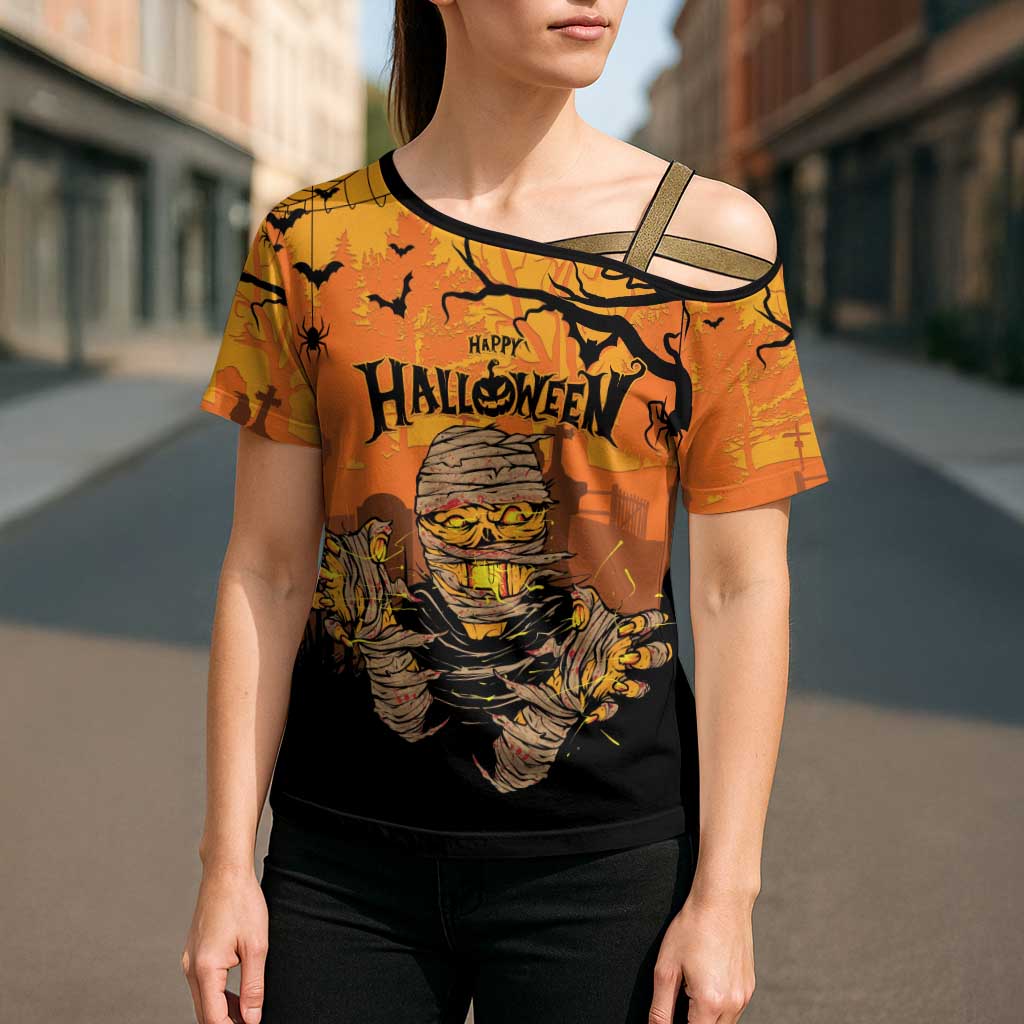 Personalized Halloween Egypt Mummy Cross Shoulder Shirt Trick or Treat - Wonder Print Shop
