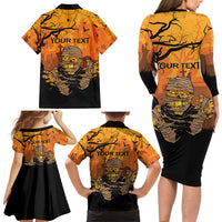 Personalized Halloween Egypt Mummy Family Matching Long Sleeve Bodycon Dress and Hawaiian Shirt Trick or Treat - Wonder Print Shop