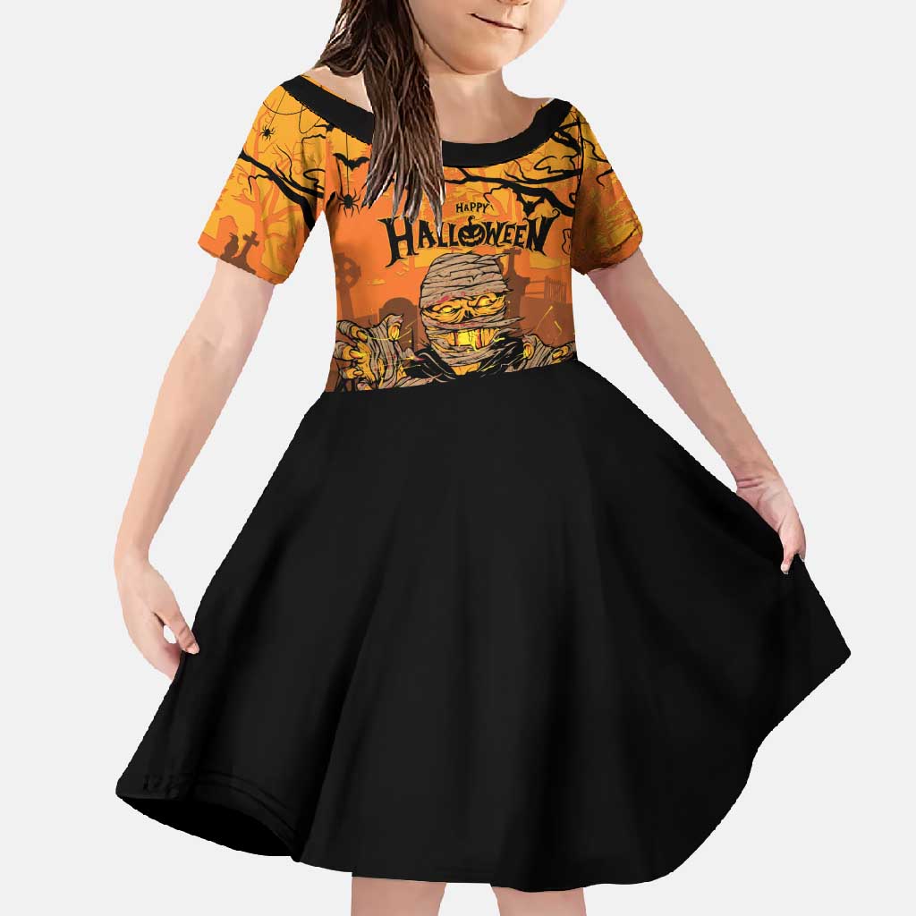 Personalized Halloween Egypt Mummy Family Matching Mermaid Dress and Hawaiian Shirt Trick or Treat - Wonder Print Shop