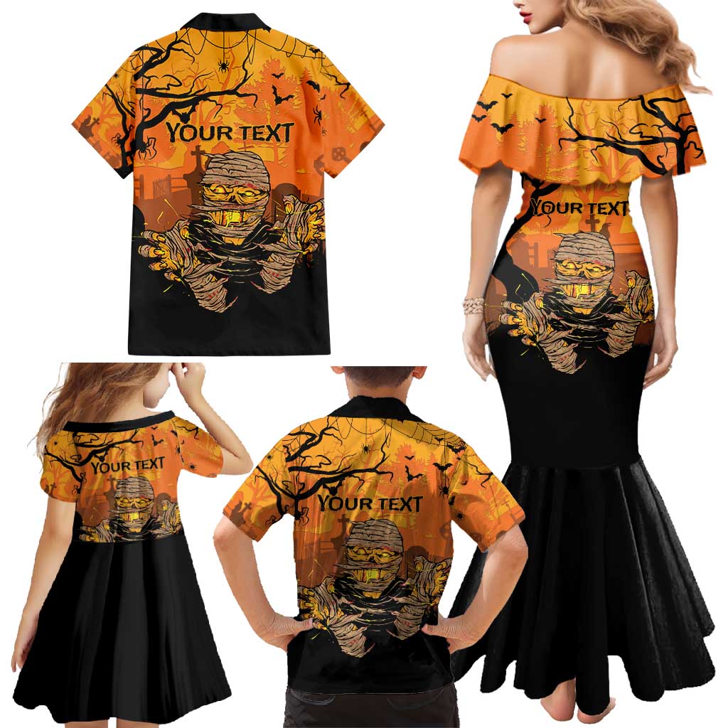 Personalized Halloween Egypt Mummy Family Matching Mermaid Dress and Hawaiian Shirt Trick or Treat - Wonder Print Shop