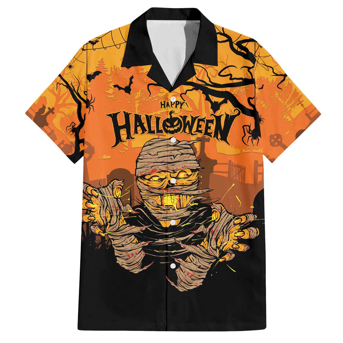 Personalized Halloween Egypt Mummy Family Matching Off The Shoulder Long Sleeve Dress and Hawaiian Shirt Trick or Treat - Wonder Print Shop