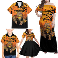 Personalized Halloween Egypt Mummy Family Matching Off Shoulder Maxi Dress and Hawaiian Shirt Trick or Treat - Wonder Print Shop