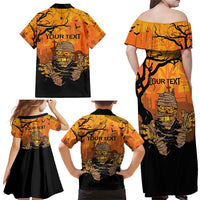 Personalized Halloween Egypt Mummy Family Matching Off Shoulder Maxi Dress and Hawaiian Shirt Trick or Treat - Wonder Print Shop