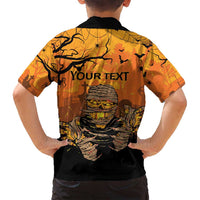 Personalized Halloween Egypt Mummy Family Matching Off Shoulder Short Dress and Hawaiian Shirt Trick or Treat - Wonder Print Shop