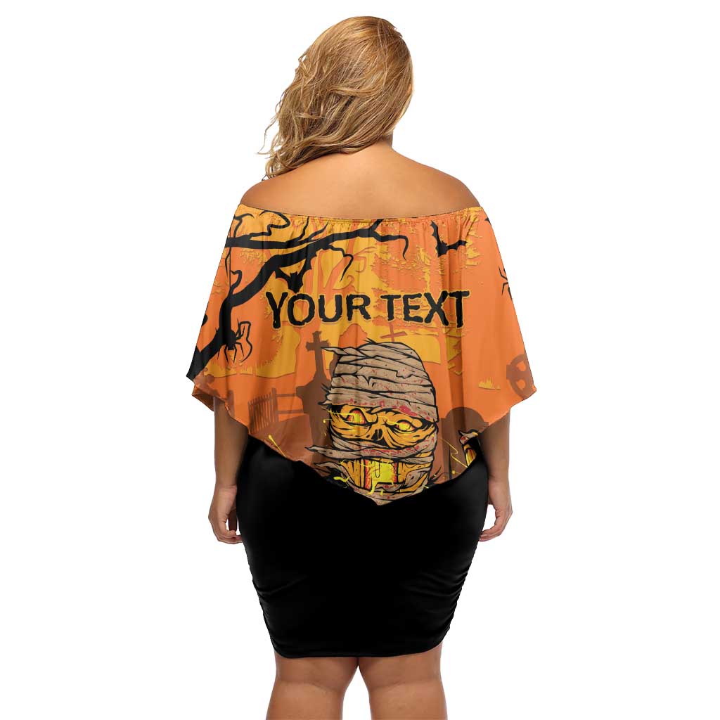Personalized Halloween Egypt Mummy Family Matching Off Shoulder Short Dress and Hawaiian Shirt Trick or Treat - Wonder Print Shop