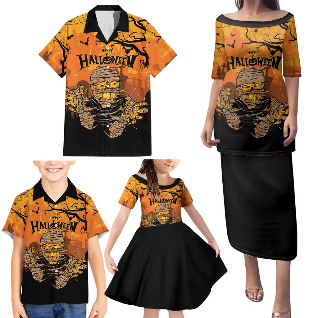 Personalized Halloween Egypt Mummy Family Matching Puletasi and Hawaiian Shirt Trick or Treat - Wonder Print Shop