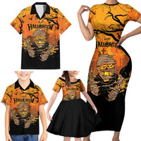 Personalized Halloween Egypt Mummy Family Matching Short Sleeve Bodycon Dress and Hawaiian Shirt Trick or Treat - Wonder Print Shop