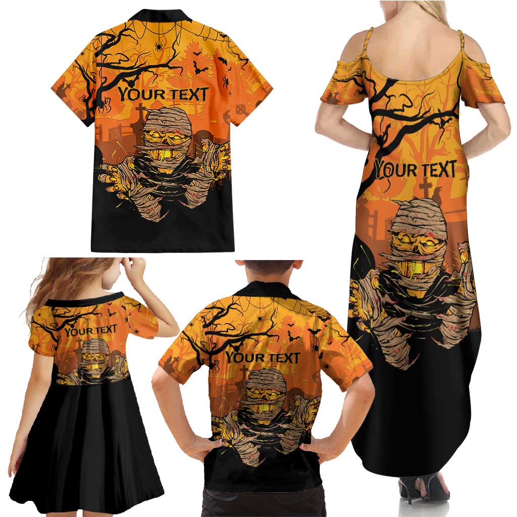 Personalized Halloween Egypt Mummy Family Matching Summer Maxi Dress and Hawaiian Shirt Trick or Treat - Wonder Print Shop