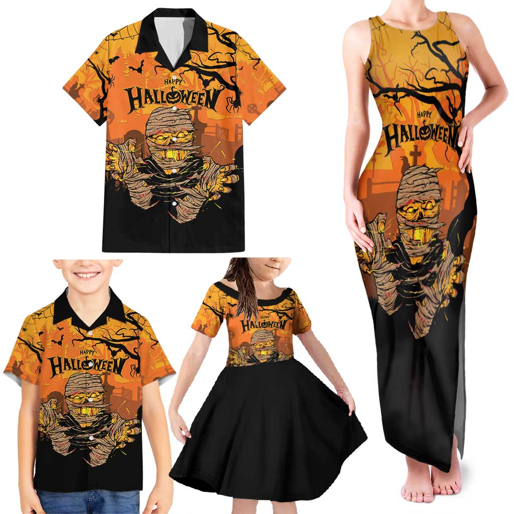 Personalized Halloween Egypt Mummy Family Matching Tank Maxi Dress and Hawaiian Shirt Trick or Treat - Wonder Print Shop