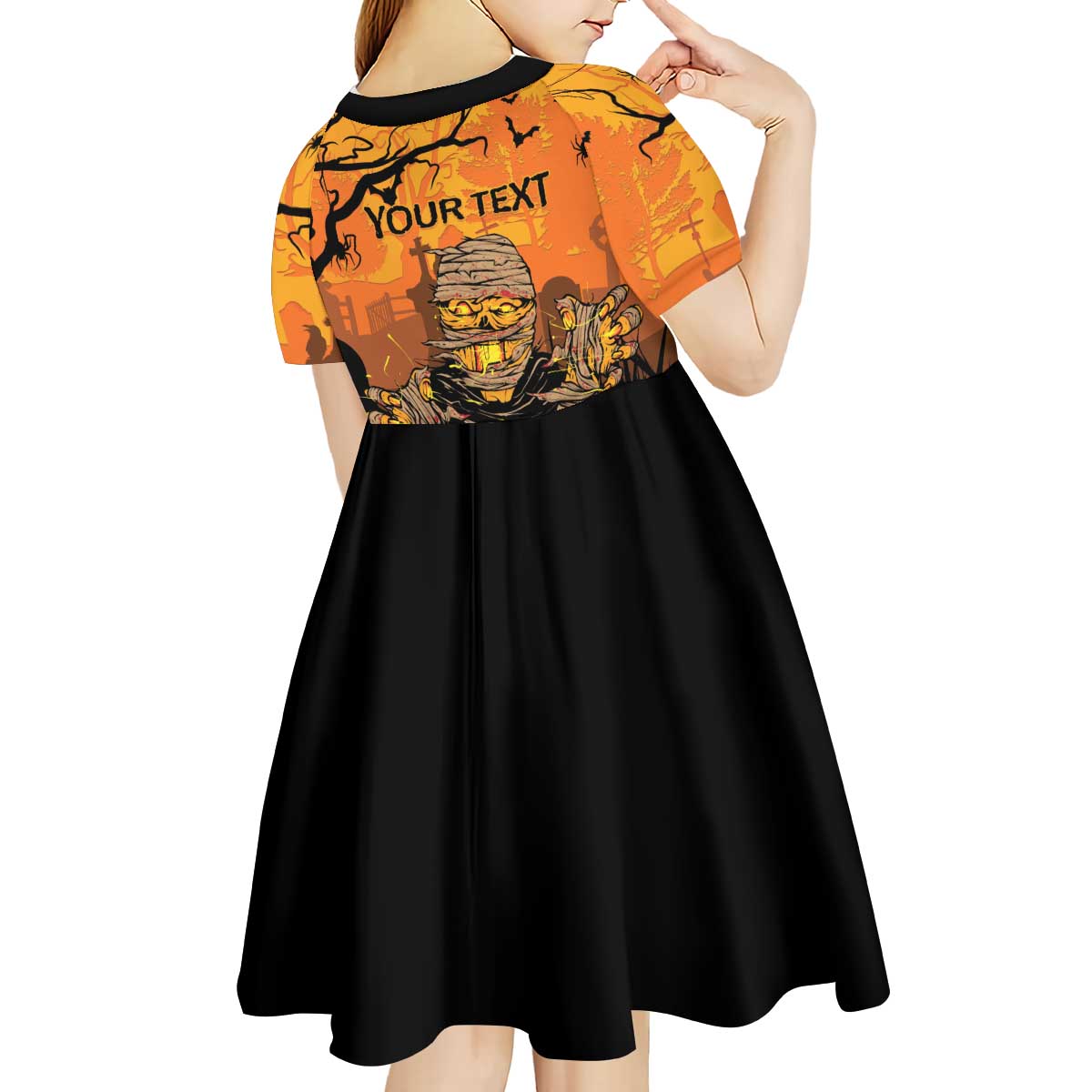 Personalized Halloween Egypt Mummy Kid Short Sleeve Dress Trick or Treat - Wonder Print Shop