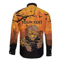 Personalized Halloween Egypt Mummy Long Sleeve Button Shirt Trick or Treat - Wonder Print Shop